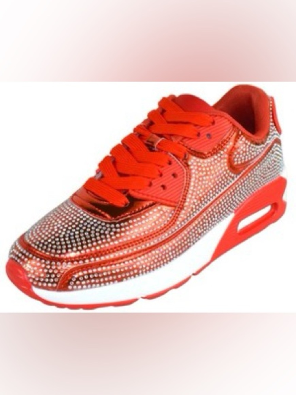 QUEEN Red Rhinestoned Sneaker - Picture 4 of 7